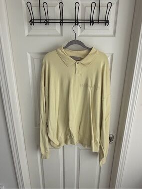 Essentials Men's Long-Sleeve Polo in Light Yellow